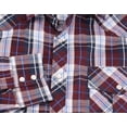 thumbnail image 3 of Men’s Western Pearl Snap Button Down Casual Long Sleeve Plaid Cowboy Shirt (#25 Burgundy/White, L), 3 of 3
