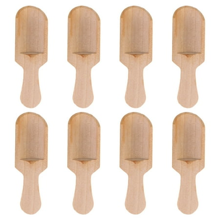 

8 pcs Household Small Salt Shovels Flat Handle Scoop Wooden Teaspoon Milk Powder Scoops