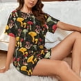 thumbnail image 4 of Fotbe Mushrooms And Fern Stems Print Pajama Set for Women 2 Piece Loungewear Short Sleeve Tops and Shorts Set Soft Sleepwear-XX-Large, 4 of 7