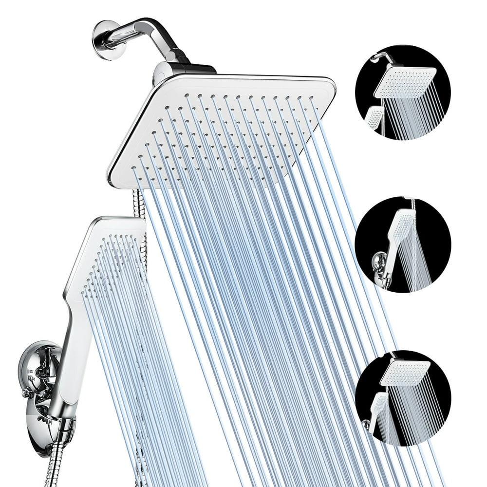Baban Adjustable Rain Handheld Shower Head Combo 10 inch, Dual Square