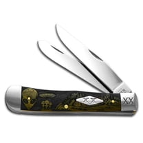 Case XX Knives Trapper Aliens Olive Green Bone 1/500 Stainless Pocket Knife