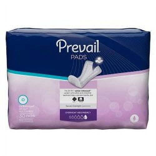 Prevail Daily Pads Overnignt Bladder Control Pad 16 Inch Length Heavy Absorbency Polymer One Size Fits Most Female Disposable, PVX-120 - Case of 120