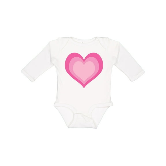 Inktastic Pink Valentine Heart Girls Long Sleeve Baby Bodysuit