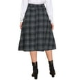 thumbnail image 3 of INSPIRE CHIC Women's Plaid Skirt Vintage High Waist A-Line Pleated Midi Skirt with Pockets Dark Blue XS, 3 of 6