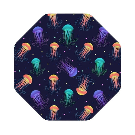 

Coaee Sea Jellyfish Print Leather Coasters Set of 6 Non-Slip Washable Cup Coasters for Home Office Bar Octagon