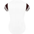 thumbnail image 2 of DIGITMON Women's Baseball Softball Jersey Button Down Two-Stripe Sleeve Shirts Uniform WHITEBURGUNDY, Large, 2 of 4