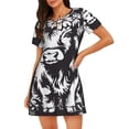 thumbnail image 1 of Easygdp Floral Cow Silhouette Camisón de manga corta para mujer, informal, estampado, 1 of 6