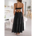 thumbnail image 3 of Summer Women Thin Shoulder Strap Sleeveless Side Slit Dress Bohemian Flowing Long Skirt, 3 of 5