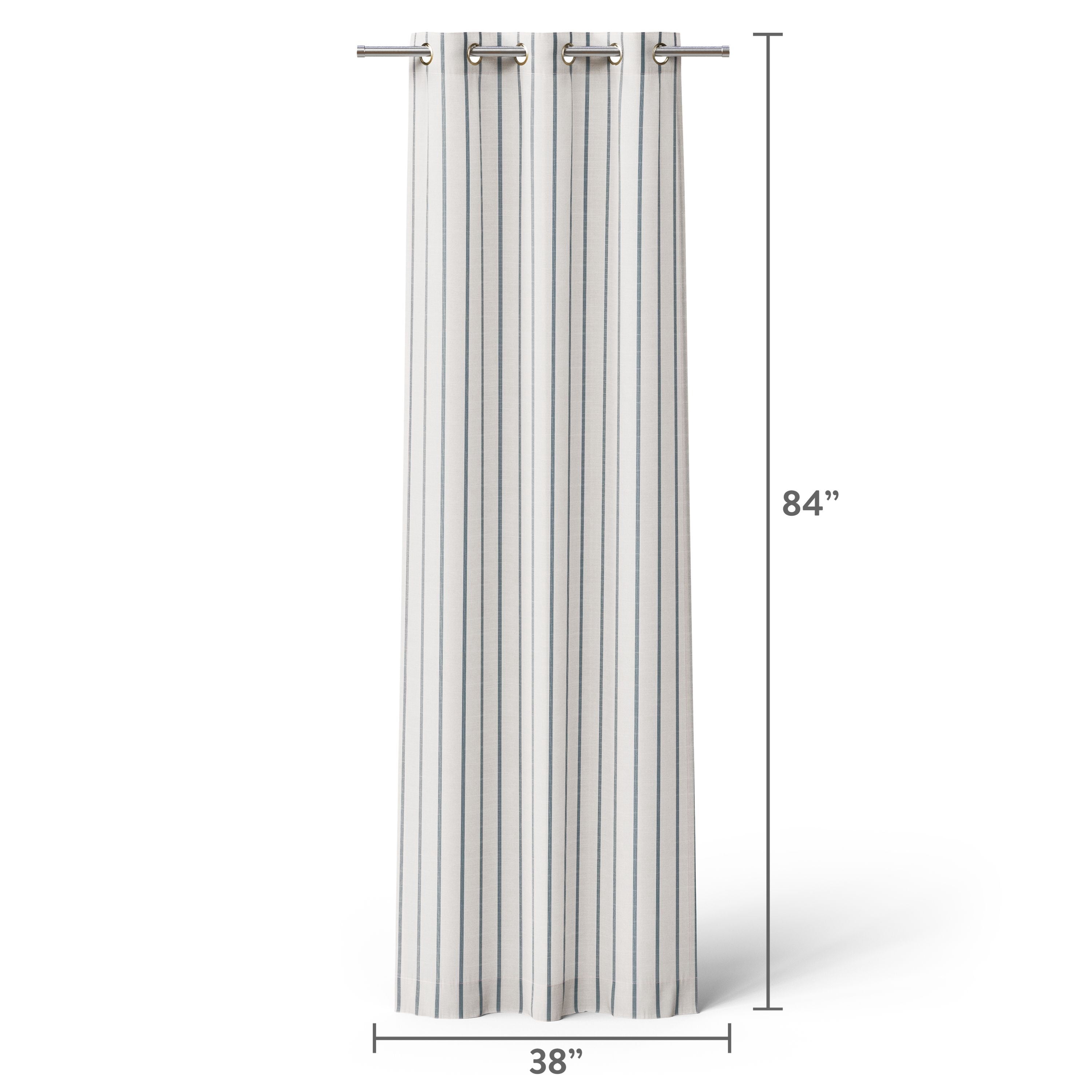 Mainstays Kids White and Blue Stripe Light-Filtering Grommet Single Curtain Panel, 38 in W x 84 in L