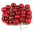 thumbnail image 1 of Ensemble de 24 Mini Boules de Noël Incassables Décoration d'Arbre de Fête, 3cm/1.18 Pieds' (Rouge), 1 of 8