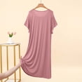 thumbnail image 4 of Ohufall Womens Sleepshirt Short Sleeve Crew Neck Solid Color Nightgown Loose Fashion Home Wear Sleepwear Pajamas, 4 of 7
