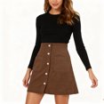 thumbnail image 2 of Womens Corduroy Mini Skirt High Waisted Basic Casual A-line Short Fall Winter Skirts Front Button Closure, 2 of 4