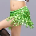 thumbnail image 3 of Eoperou Women Belly Dance Skirt Chain Tassel Sequin Double-layer Lace-up Bohemian Clubwear Performance Mini Waist Wrap Latin Dance Practice Short Skirt Hip Waist Scarf, 3 of 8