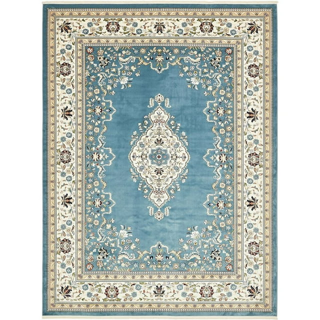 Unique Loom Narenj Medallion Textured Area Rug 10' x 13' Rectangle Blue/Tan