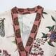 thumbnail image 5 of HH TRAF Blusa tipo kimono ajustada de manga larga con cuello en V y estampado elegante para mujer con diseño de cinturón asimétrico informal a la moda para mujer, 5 of 5