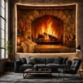 thumbnail image 6 of Stone Fireplace Beside a Woven Firewood Basket, Cozy Rustic for Home Decor Lovers, Hearth Wall Art, Housewarming Gift, Tapestry Wall Hanging for Living Room and Den, 6 of 7