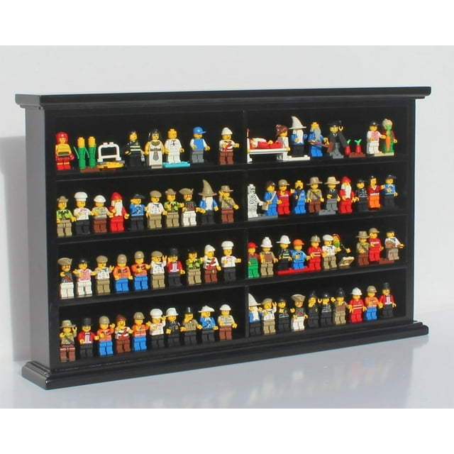KidSafe Block Toy Minifigures Miniatures Figurines Display Case Wall Stand, Solid Wood