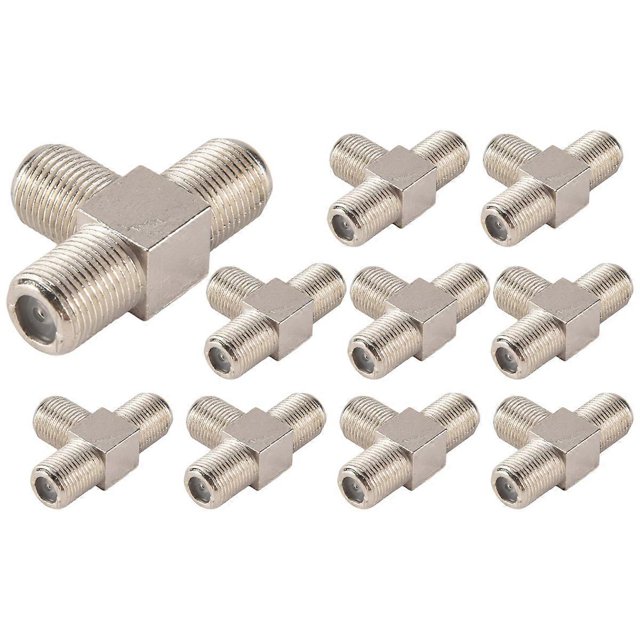 10-Pack 3-way F-Type Coax Cable Splitter Combiner Female to 3 Female for Video VCR Antenna TV Cable