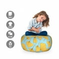 thumbnail image 2 of Leaves Storage Toy Bag Chair, Botanical Garden Pattern in Bicolor Style with Ginkgo Leafy Floral Petals, Stuffed Animal Organizer Washable Bag, Large Size, Pale Blue and Mustard, by Ambesonne, 2 of 3