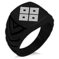 thumbnail image 1 of Stainless Steel Kamei Samurai Crest Chevron Pattern Biker Style Polished Ring, 1 of 1