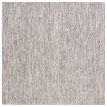 SAFAVIEH Courtyard Mitre Geometric Indoor/Outdoor Area Rug, Ivory/Beige Grey, 6'7" x 6'7" Square