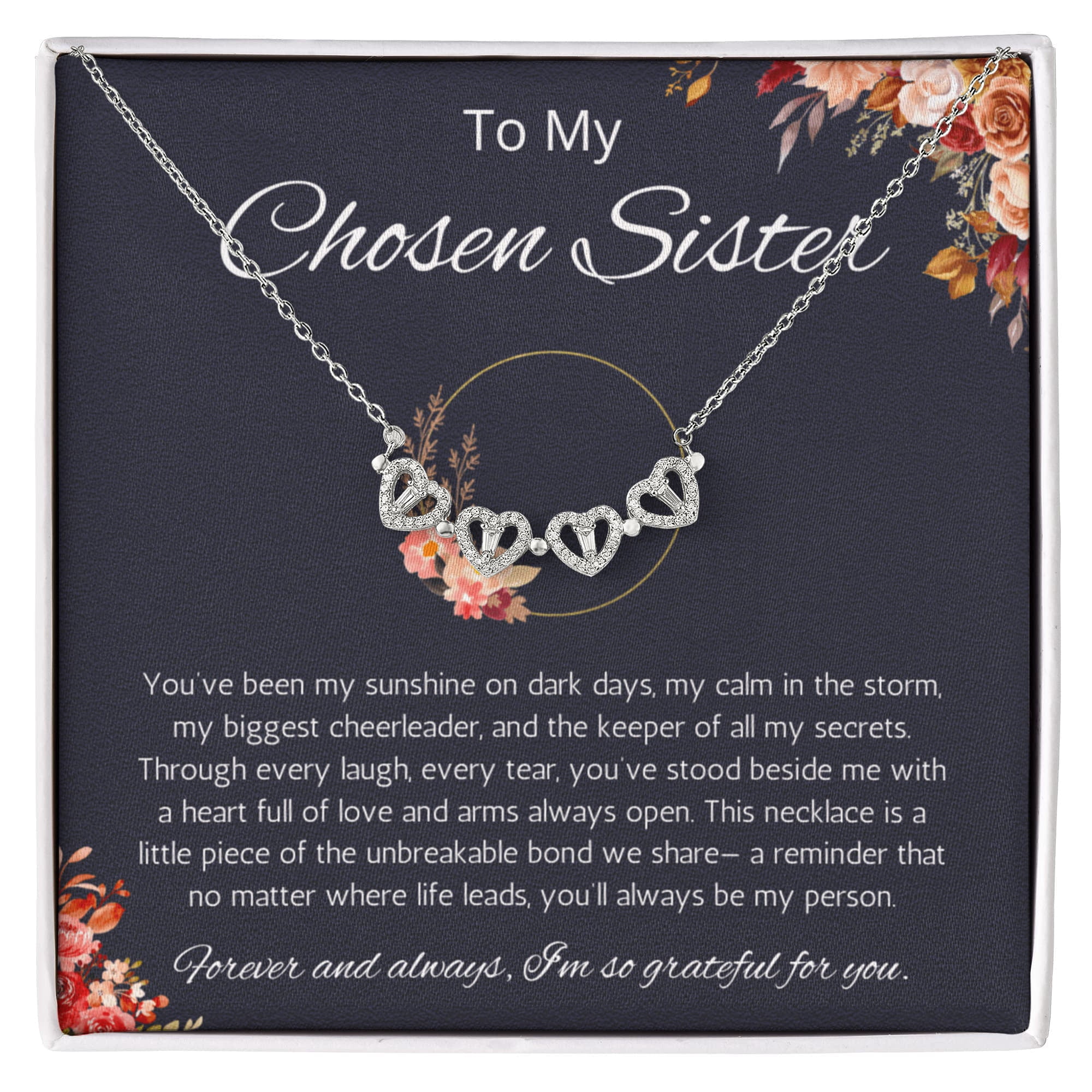 Soul Sister Necklace, Unbiological Sister Gift, Sister by Choice Necklace, Best Friend Gift, BFF gift Necklace, To My Non Biological Sister Magnetic Hearts Necklace