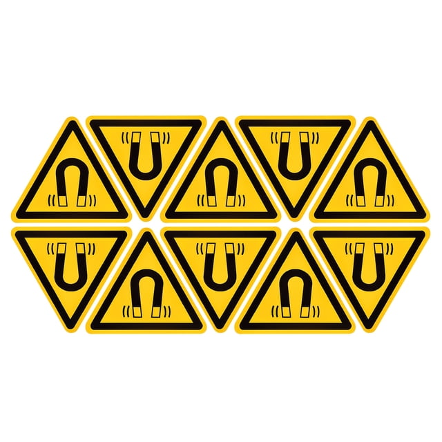 Uxcell Triangle Beware of The Magnetic Field Warning Sign Self Adhesive 40mm 10Pcs