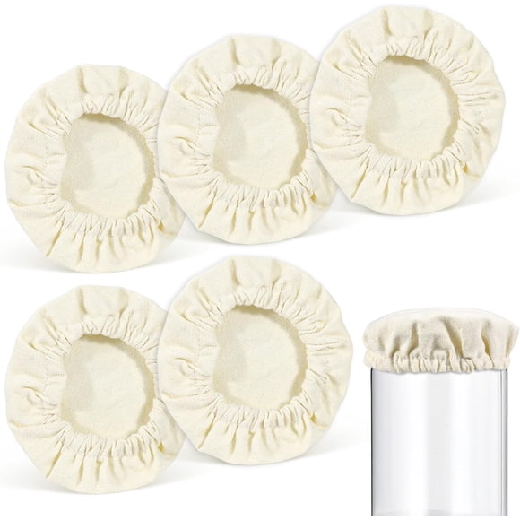 Yitexin 5 Pack Cloth Bowl Covers for Bread Proofing, Heat Preservation Bread Proofing Cover, Reusable Fabric Elastic Sourdough Jar Cover for Rising, Fit 4-5 Inches