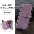 thumbnail image 3 of UEEBAI Case for iPhone 11 6.1 inch, 9 Card Slots Retro Leather Wallet Shockproof Flip Cover with Hand Strap Card Slots Zipper Pocket Kickstand Handbag Magnetic Closure - Retro Purple, 3 of 7