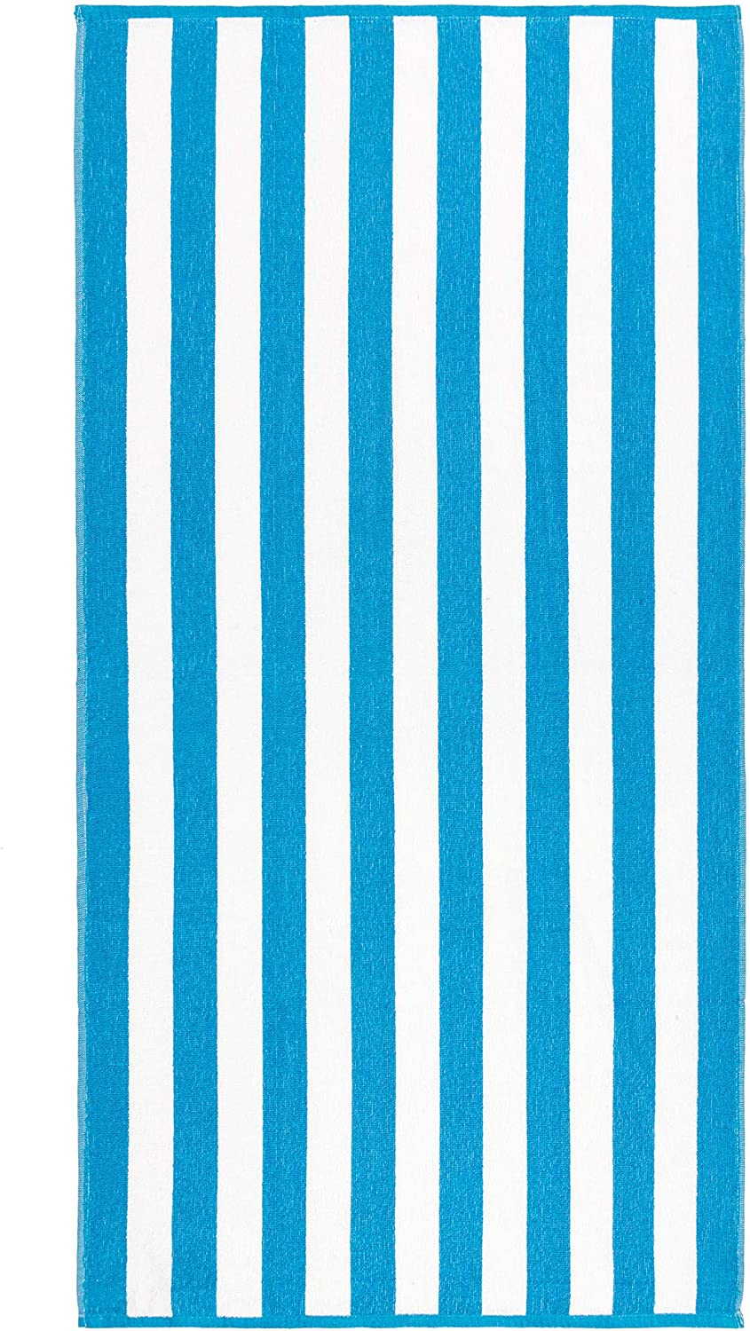 Beachland Classic Cabana Stripe Beach Towel - 30 x 60 inch - Soft Cotton Terry Resort Style Perfect for Beach and Pool (Royal-Tur-Mint, 6 Pack)