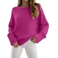 thumbnail image 2 of zaveiop Women's Oversized Sweaters Fuzzy Chunky Warm Pullover Sweater (Hot Pink, L), 2 of 7