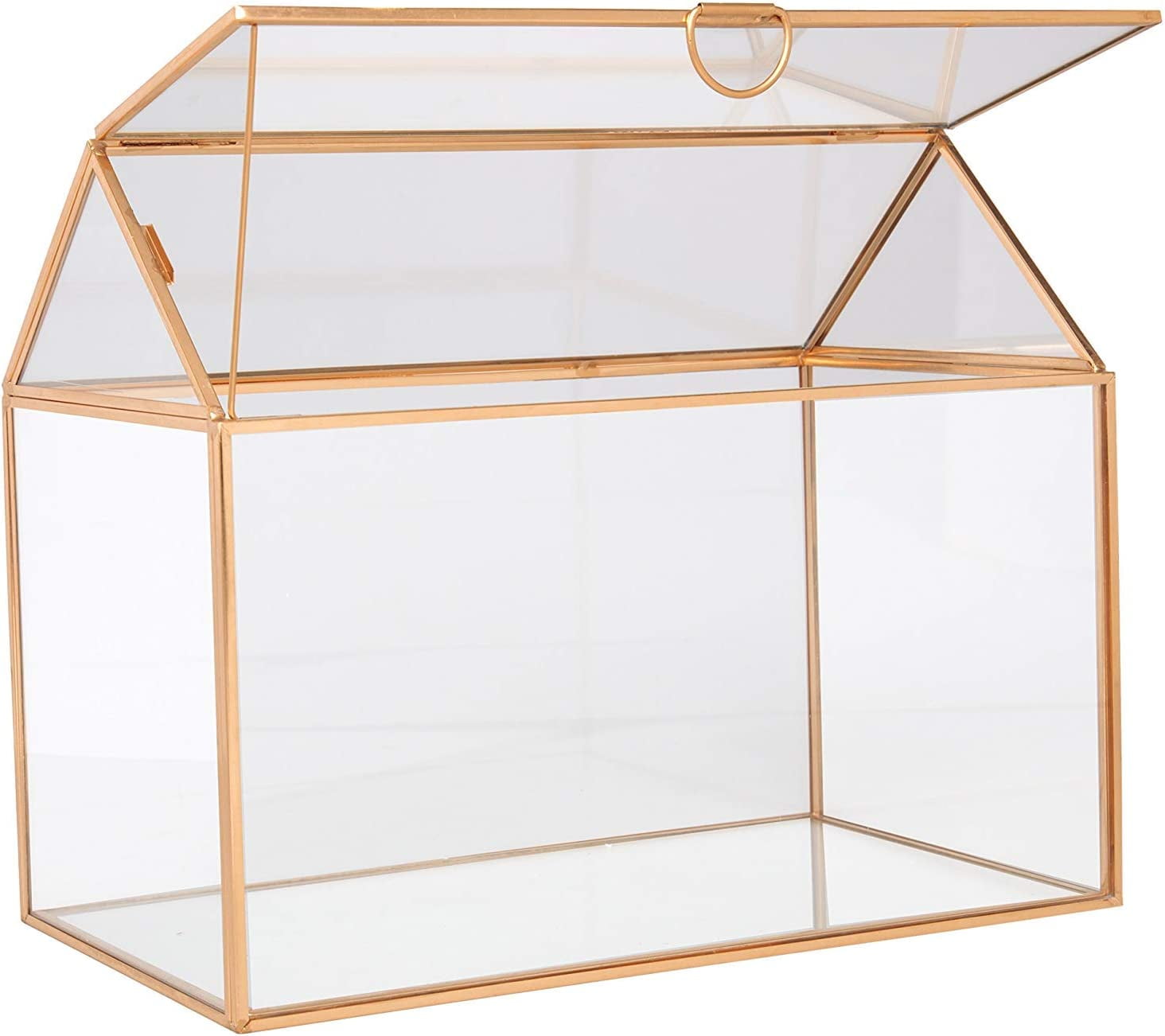 D'Eco Glass House Plant Terrarium (10"x6"x8") - Tabletop Gold Geometric Planter Terrarium for Succulents, Air Plants, Moss - Home, Garden, Wedding & Office Decor- Gift for Plant Lovers
