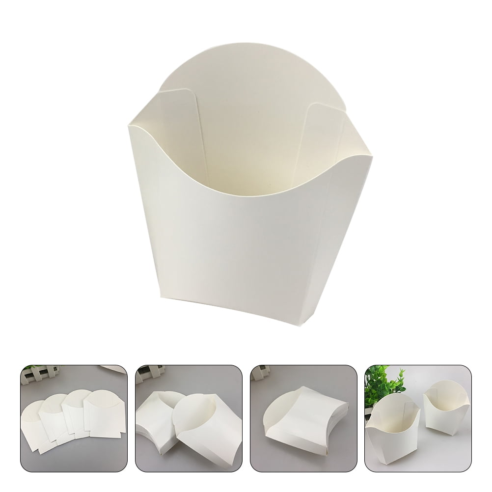 24Pcs Disposable French Fry Cups White Paper Snack Containers French
