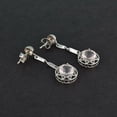thumbnail image 3 of 925 Sterling Silver Natural Rose Quartz Round Cut Gemstone Long Earring, 3 of 3