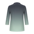 thumbnail image 4 of Ruimatai Women's Casual V-Neck Button Down Blouse with Ruffle and Ombre Design 3/4 Sleeve Loose Fit Tunic Top for Spring Summer, 4 of 5