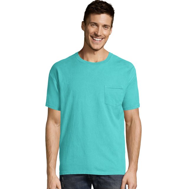 Hanes Mens ComfortWash Garment Dyed Short Sleeve Pocket Tee, 3XL, Mint