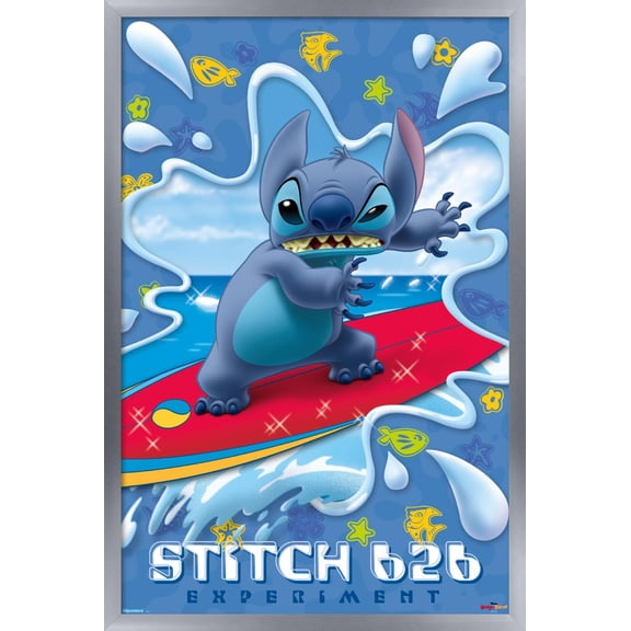 Disney Leroy & Stitch (2006) - Surf Growl Wall Poster, 22.375" x 34" Framed
