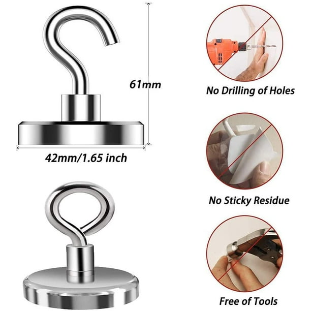 Cododia 150lbs Magnetic Hooks With 4 Eyebolt Hooks Neodymium Rare Earth Fishing Magnets Heavy Duty Super Strong Powerful Industrial Eyes Ceiling Hooks
