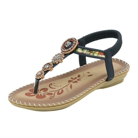 

Sandals Women Women S Outdoor Summer Elastic Band Flat Beach Open Toe Breathable Sandals Shoes Womens Sandals Pu Blue 41
