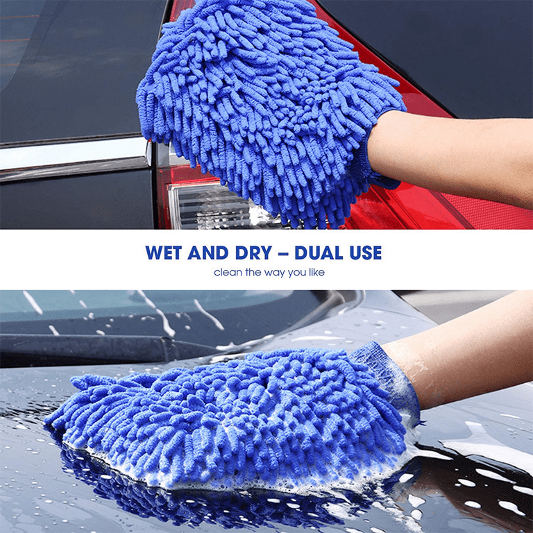 5x Super Mitt Microfiber Car Wash Washing Cleaning Gloves Dual Sided  Chenille