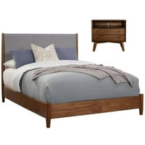 Home Square 2 Piece Set with California King Wood Panel Bed and Nightstand