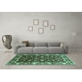 thumbnail image 3 of Ahgly Company Indoor Round Oriental Turquoise Blue Traditional Area Rugs, 5' Round, 3 of 4