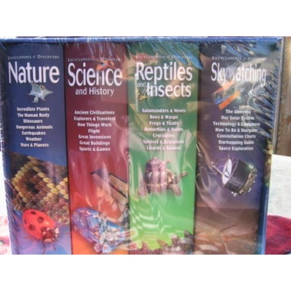 Pre-Owned ENCYCLOPEDIA of DISCOVERIES : 4-BOOK-BOX SET (4-Volume-set: Nature, Science and History, Reptiles and Insects, Skywatching) by John Oven (2005-05-04), 9781740895460, 1740895460, Hardcover,