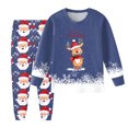 thumbnail image 2 of Staki Boys Christmas Pajamas Kids Toddler Girl Boy Christmas Two Piece Pajamas Set Santa Claus Cookie Satin Pajamas Top with Pants Xmas Sleepwear(Navy,2Y), 2 of 6