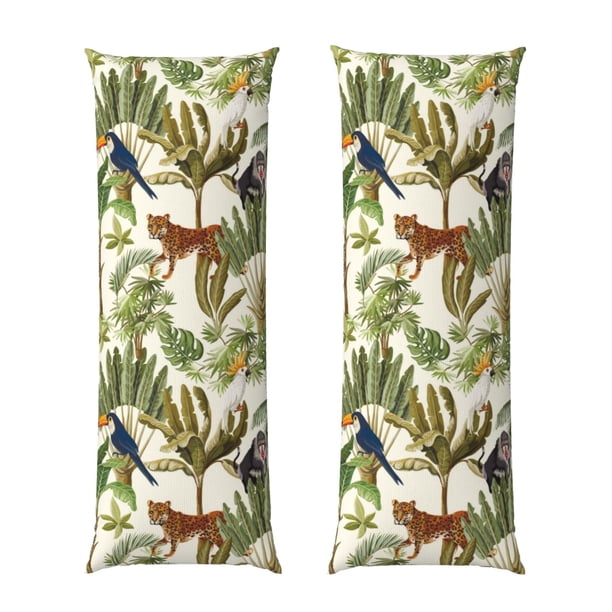 Balery Jungle Animals Funda Protectora para Almohada Corporal de Algodón Hipoalergénico con Cierre(55 x 21 pulgadas), Almohadas No Incluidas
