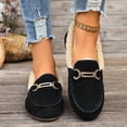 thumbnail image 2 of Msgweeeg Indoor Slippers for Women Bedroom Slippers Women's Fashionable Casual Winter Solid Color Moccasins Comfortable Plus Velvet Warm Round Toe Closed Toe One-Foot Low-Top Shallow Mouth Shoes, 2 of 10