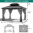 thumbnail image 4 of Luku Outdoor 10x12 FT Aluminum Gazebo with Double Iron Roof, Retractable Privacy Curtains, Mosquito Netting, Weatherproof Canopy Shelter for Backyard, Patio, Garden, Deck, 4 of 7