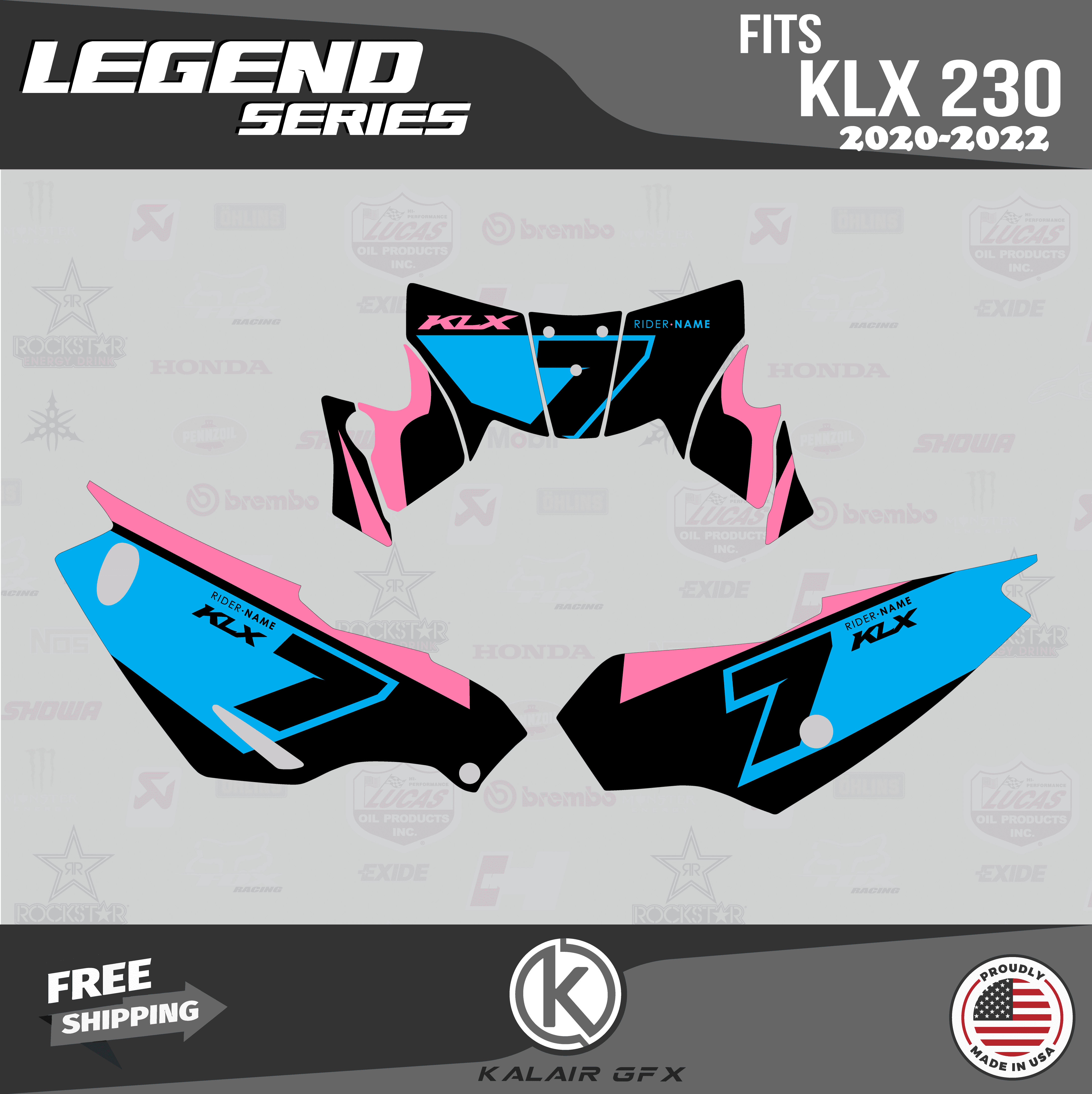 Kalair GFX Graphics Kit for Kawasaki KLX230R (2020-2024