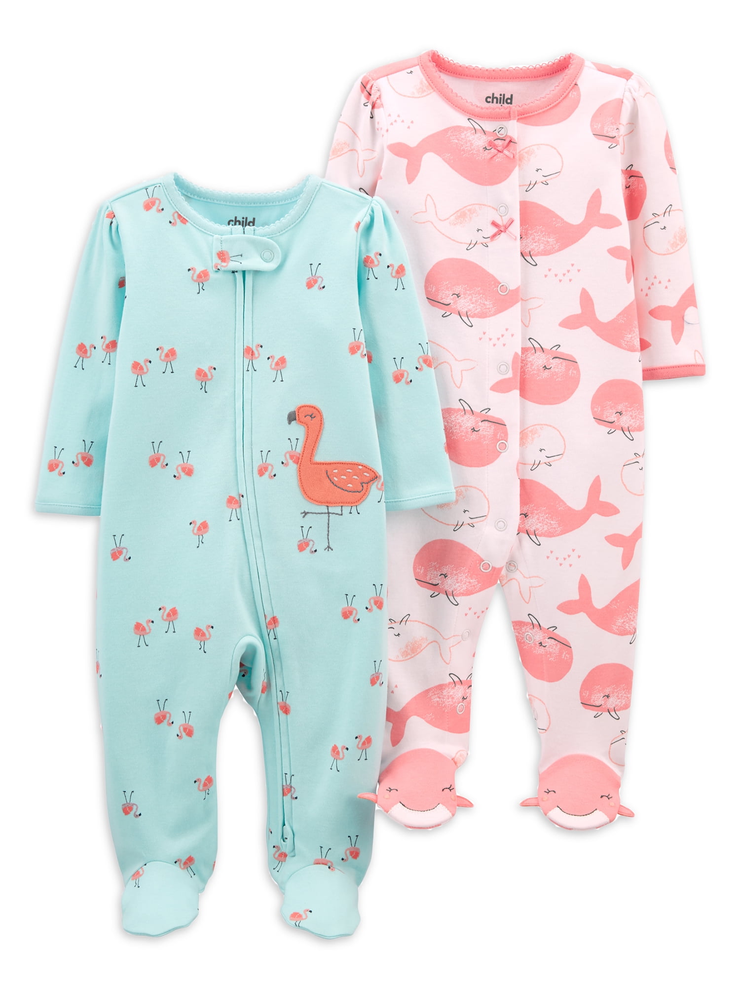 Carters Baby and Toddler Girls 2-Pack Fleece Footed Pajamas 