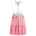 thumbnail image 6 of ClodeEU Women's All Over Print V-Neck Sleeveless Maxi Dress ,Beach Casual Tank Dress with Button-Front Detail Pink^,Womens Plus XL, 6 of 7